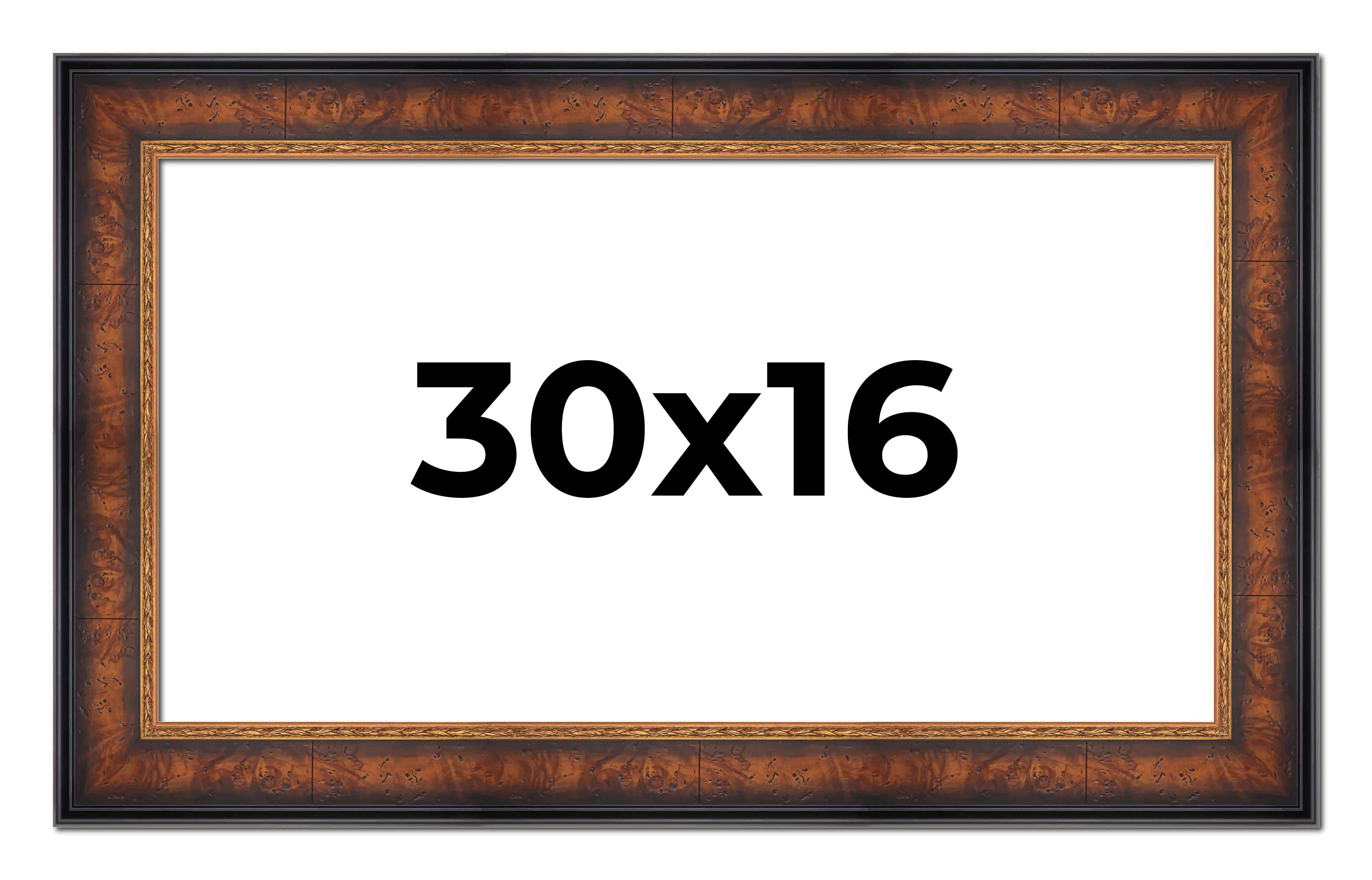 30x16 Frame Brown Walnut Gold Ornate Trim Solid Wood Plein Air Picture ...
