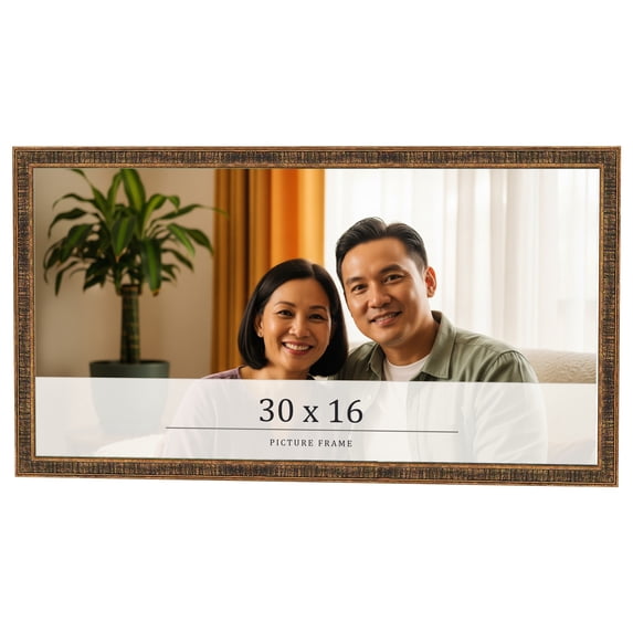30x16 Frame Gold Kingsley Distressed Solid Wood Picture Frame Width 0.75 Inches | Interior Frame