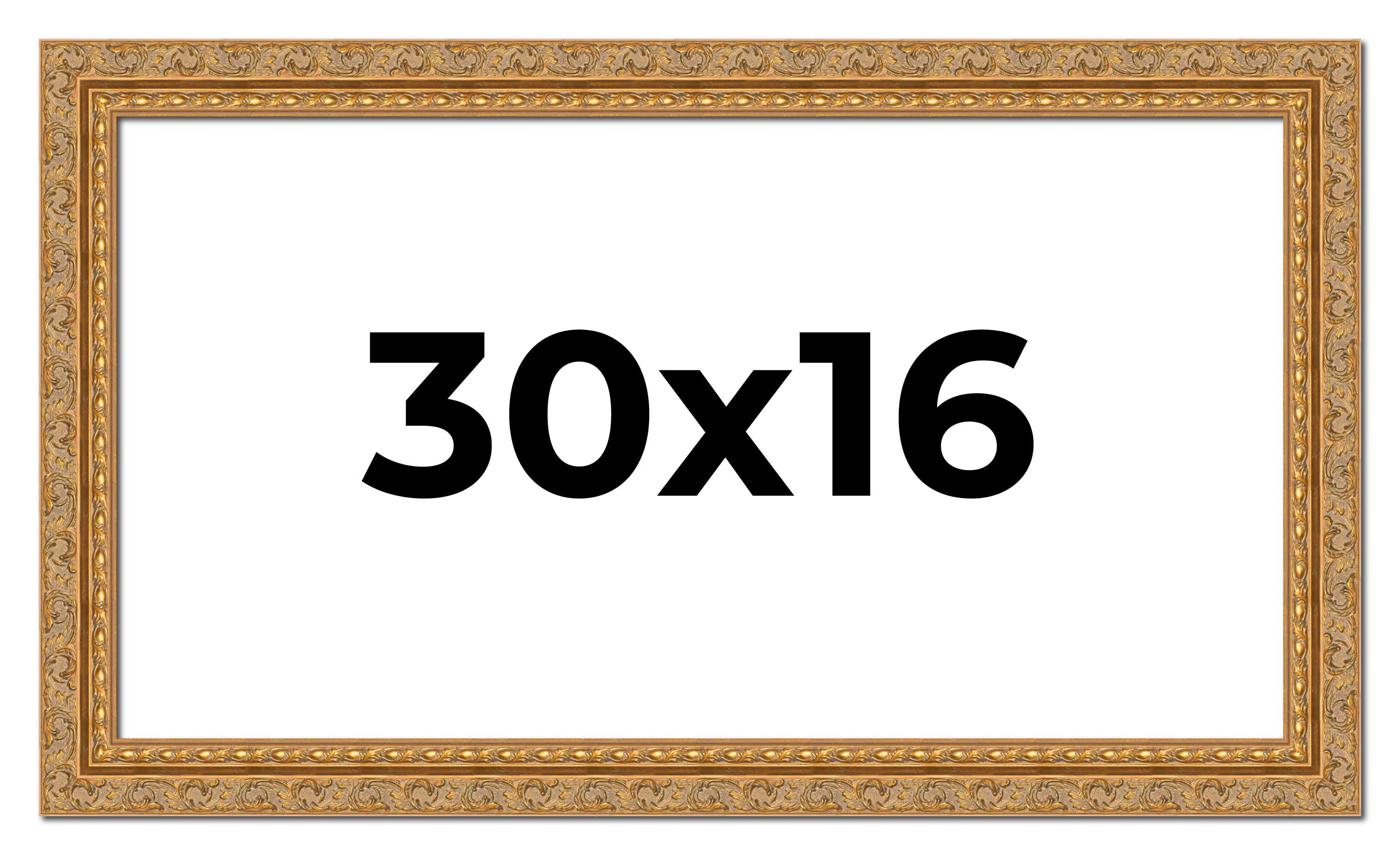 16x30 Inch Frame Example 30x16 Frame Gold Ornate Solid Wood Picture Frame | 2 Inch Moulding ...