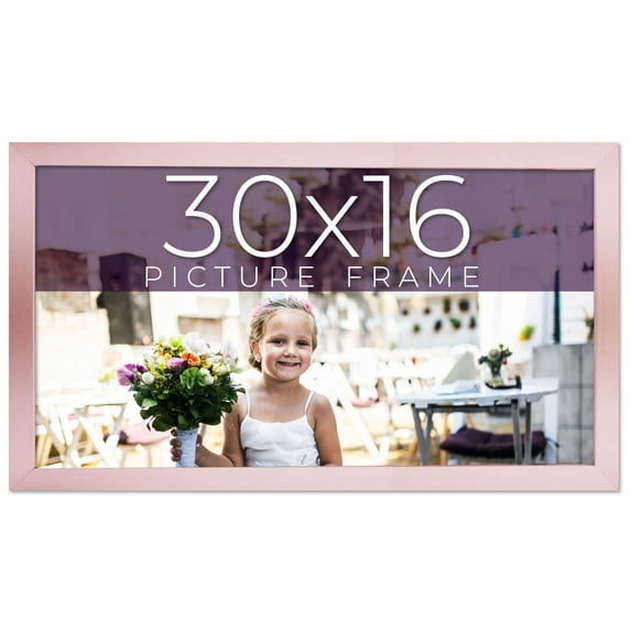 30x16 Frame Pink Real Wood Picture Frame Width 0.75 inches | Interior Frame Depth 0.5 inches | Rose
