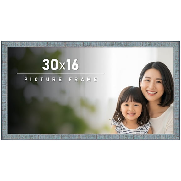 30x16 Frame Rustic Sky Blue Solid Wood Picture Frame | 0.75 Inch Moulding Width |Includes UV
