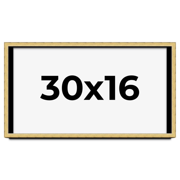 30x16 Shadow Box Frame Gold | 1.375 Inches Deep Real Wood Contemporary Shadowbox Display Frame | UV