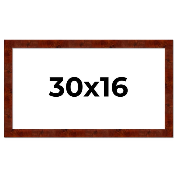 30x16 Walnut Brown Veneer Real Wood Picture Frame Width 1.75 inches | Interior Frame Depth 0.5