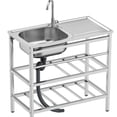thumbnail image 1 of 30x16x30 Inch Outdoor Stainless Freestanding Kitchen Utility Sink with Single Bowl and Storage Rack for Laundry Vanity Sink with Hot and Cold Water Pipe, 1 of 7