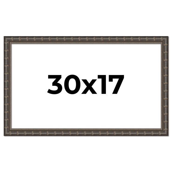 30x17 Frame Black Bamboo Solid Wood Picture Frame Width 1.5 Inches | Interior Frame Depth 0.5