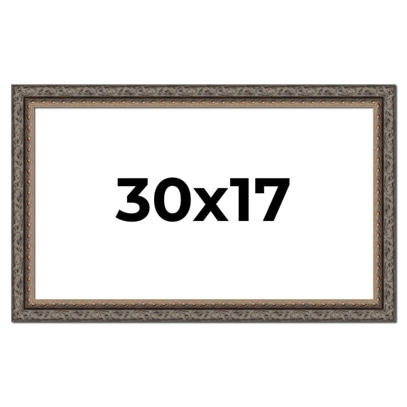 30x17 Frame Black Real Wood Picture Frame Width 2 inches | Interior Frame Depth 0.5 inches | Fitz