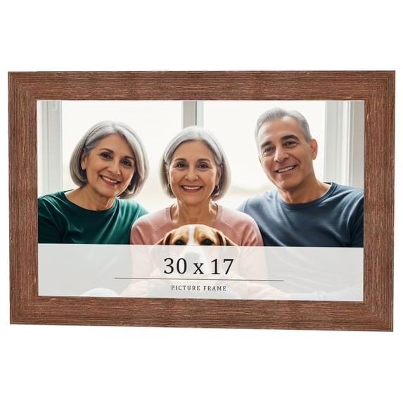 30x17 Frame Brown Farmhouse Solid Wood Picture Frame Width 1.5 Inches | Interior Frame Depth 0.5
