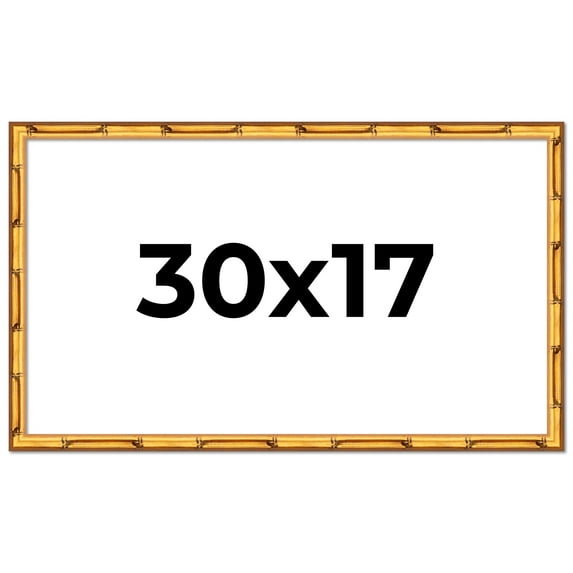 30x17 Frame Gold Bamboo Solid Wood Picture Frame | 1 Inch Moulding Width | Interior Frame Depth