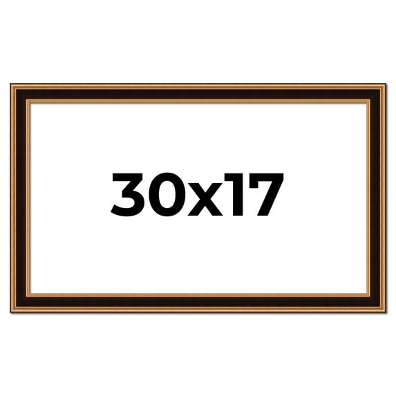 30x17 Frame Gold Brown Plein Air Vintage Solid Wood Picture Frame | 1.75 Inches Moulding Width |
