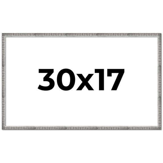 30x17 Frame Silver Grey Distressed Solid Wood Picture Frame | 0.75 Inch Moulding Width | Interior