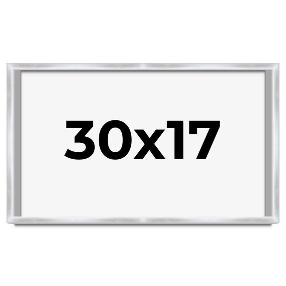 30x17 Frame Silver Whitewashed Wood Grain Solid Wood Shadow Box | 0.75 Inch Moulding Width | 0.75