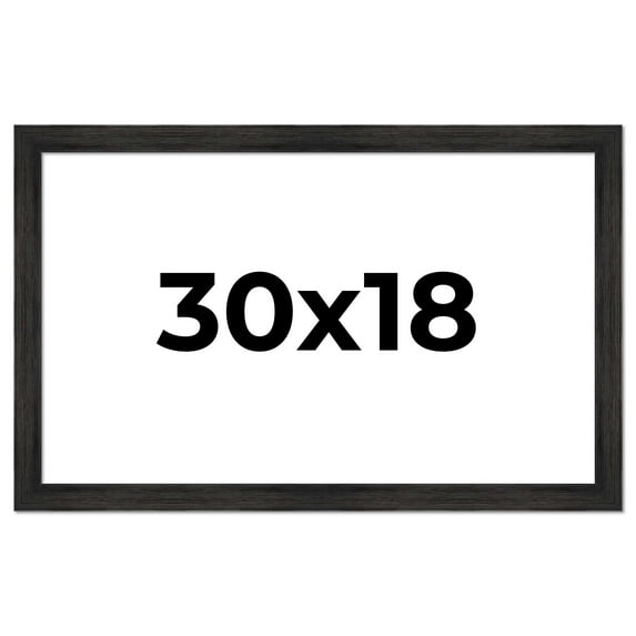 30x18 Black Rustic Wide Barnwood Picture Frame - UV Acrylic, Foam Board Backing, Hanging Hardware