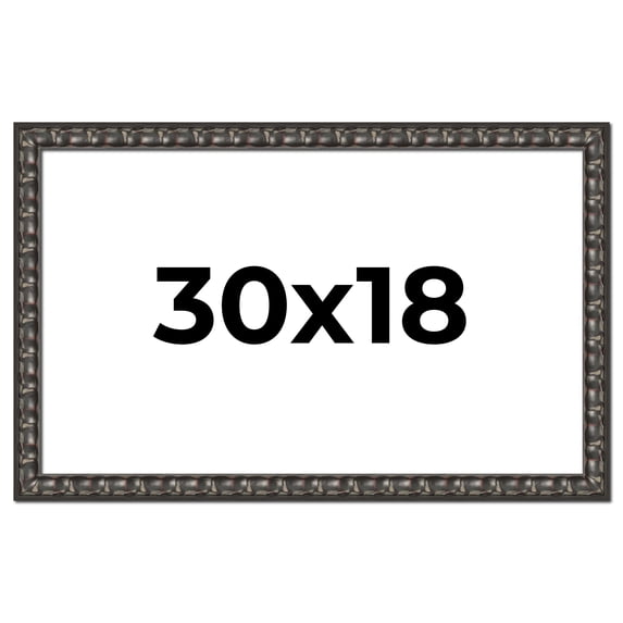 30x18 Frame Black-Brown Medieval Solid Wood Picture Frame | 1.5 Inch Moulding Width | Gotham