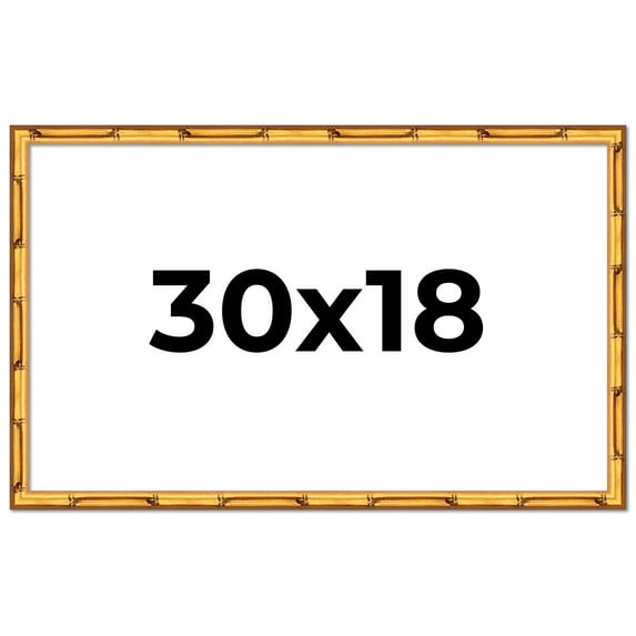 30x18 Frame Gold Bamboo Solid Wood Picture Frame | 1 Inch Moulding Width | Interior Frame Depth