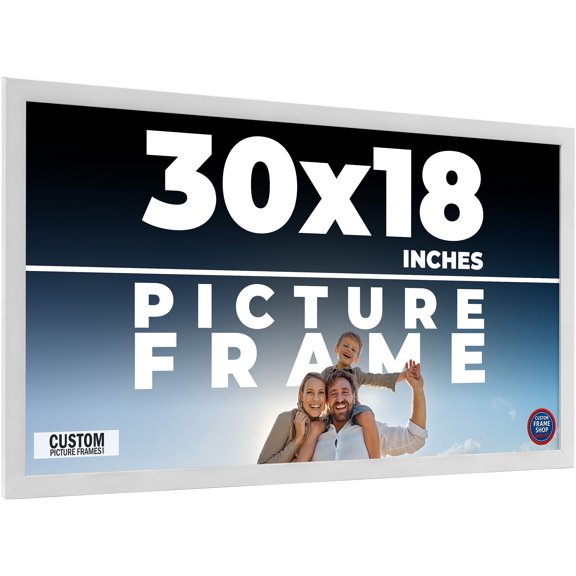 30x18 Frame White Solid Wood Picture Frame Includes UV Acrylic Shatter Guard Front, Acid Free Foam