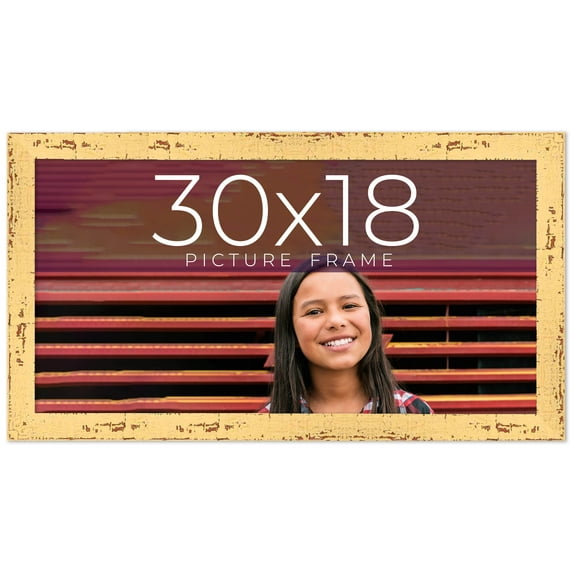 30x18 Frame Yellow Real Wood Picture Frame Width 1.25 inches | Interior Frame Depth 0.5 inches |