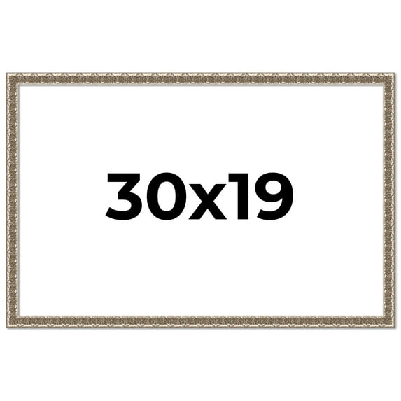 30x19 Frame Silver Versailles Ornate Solid Wood Picture Frame | 1 Inch Moulding Width | Interior