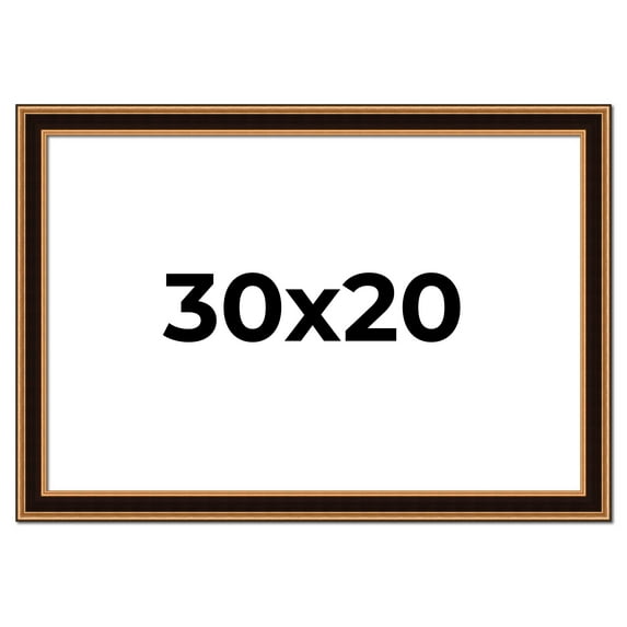 30x20 Frame Gold Brown Plein Air Vintage Solid Wood Picture Frame | 1.75 Inches Moulding Width |