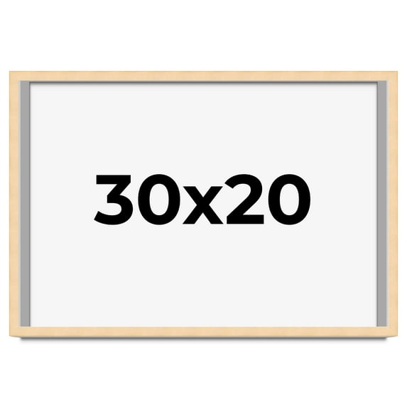 30x20 Frame Natural Wood Picture Frame | 0.75 Inch Moulding Width | with UV Acrylic Plexiglass,