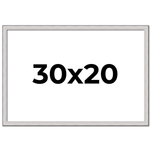 30x20 Frame Silver Inner Slope Bevel Picture Frame | 1 Inch Moulding Width | 0.75 Inch Rabbet Depth