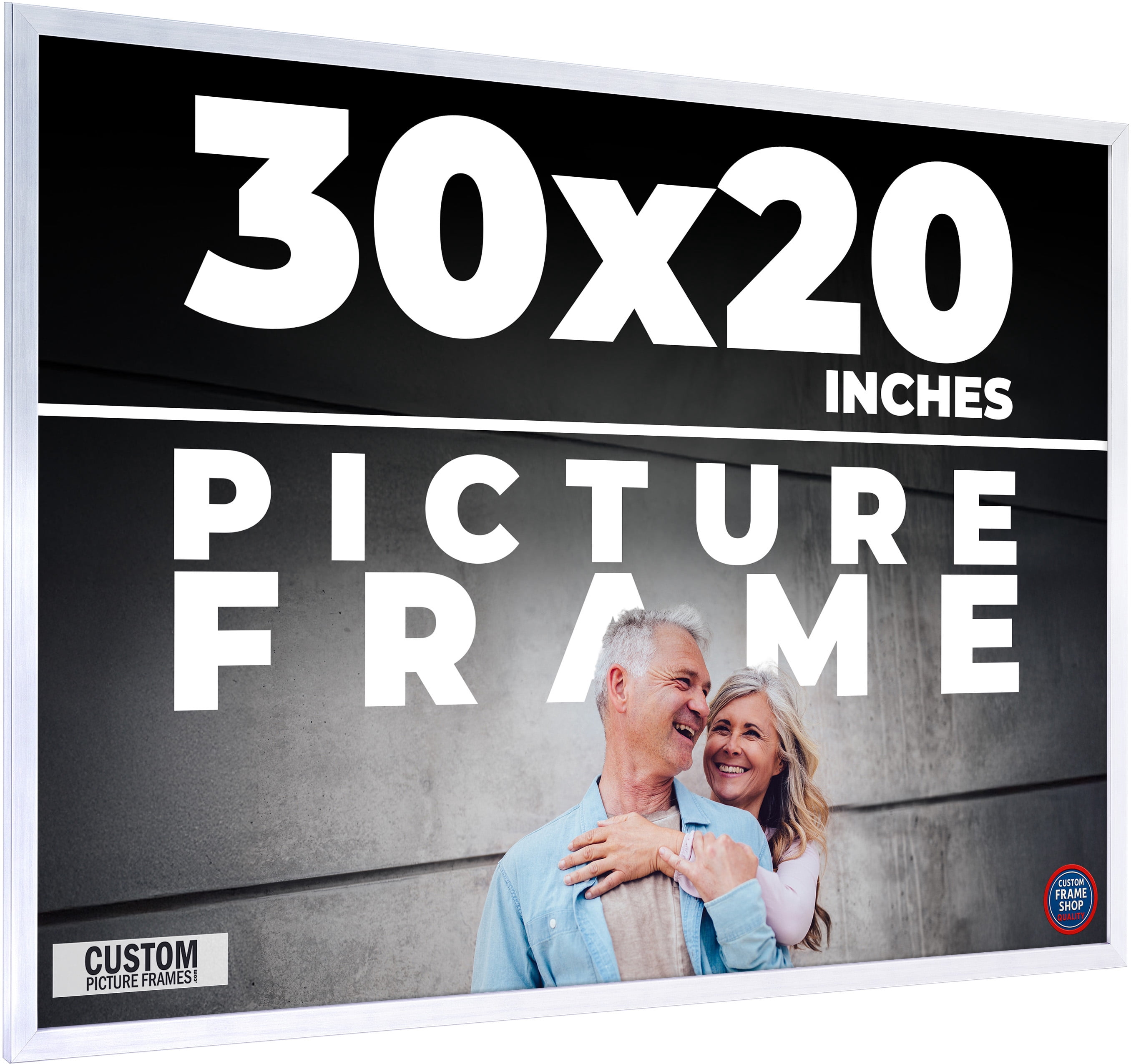 30x20 Frame Silver Real Wood Picture Frame Width 0.75 inches | Interior ...