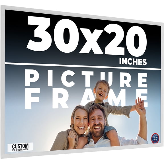 30x20 Frame White Solid Wood Picture Frame Includes UV Acrylic Shatter Guard Front, Acid Free Foam