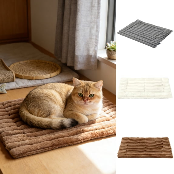 30x20 Inch Washable Striped Pet Mat Comfortable Plush Bedding Pad for ...