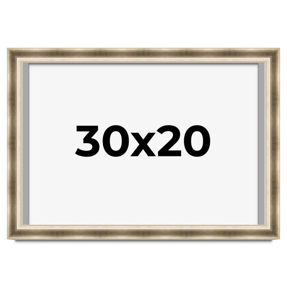 30x20 Shadow Box Frame Silver | 1.75 inches Deep Real Wood Traditional Shadowbox Display Frame | UV