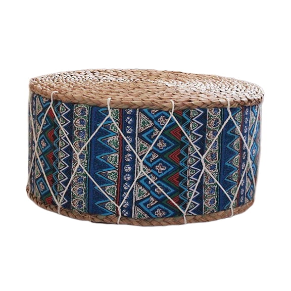 30x20cm Breathable Straw Japanese Futon Pouf Floor Cushion Seat Bohemia Blue