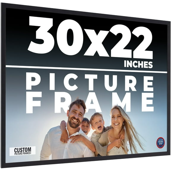 30x22 Frame Black Real Wood Picture Frame Width 0.75 inches | Interior Frame Depth 0.5 inches |