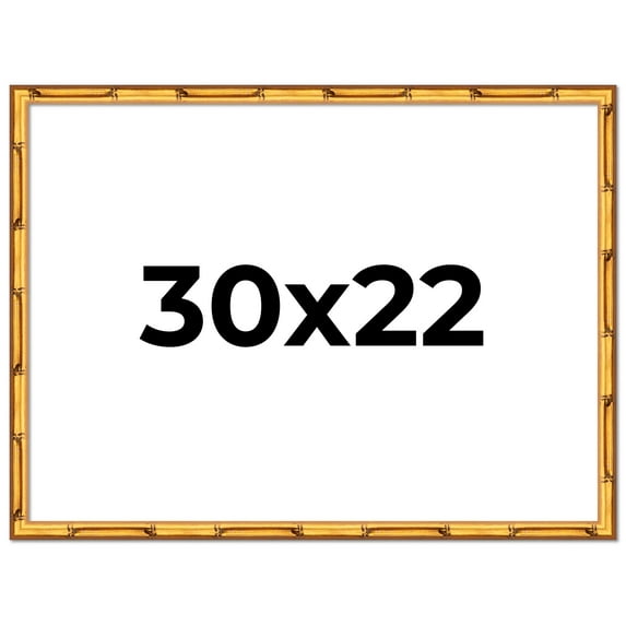 30x22 Frame Gold Bamboo Solid Wood Picture Frame | 1 Inch Moulding Width | Interior Frame Depth