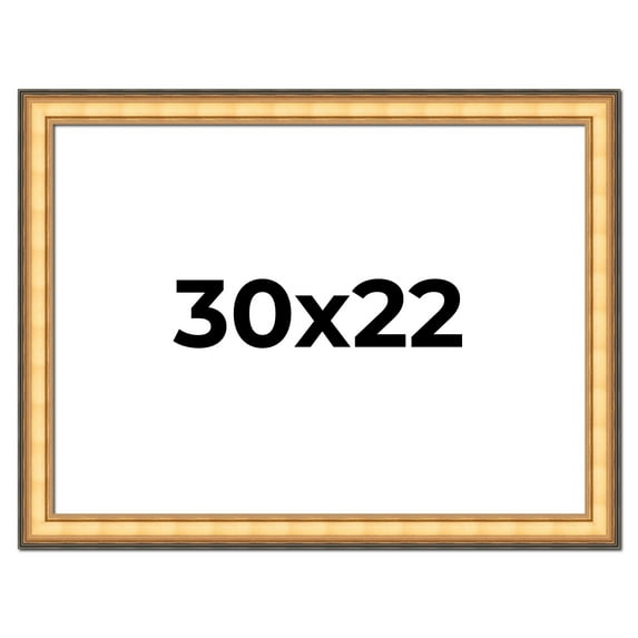 30x22 Frame Gold Plein Aire Solid Wood Picture Frame Width 2 Inches | Interior Frame Depth 0.5