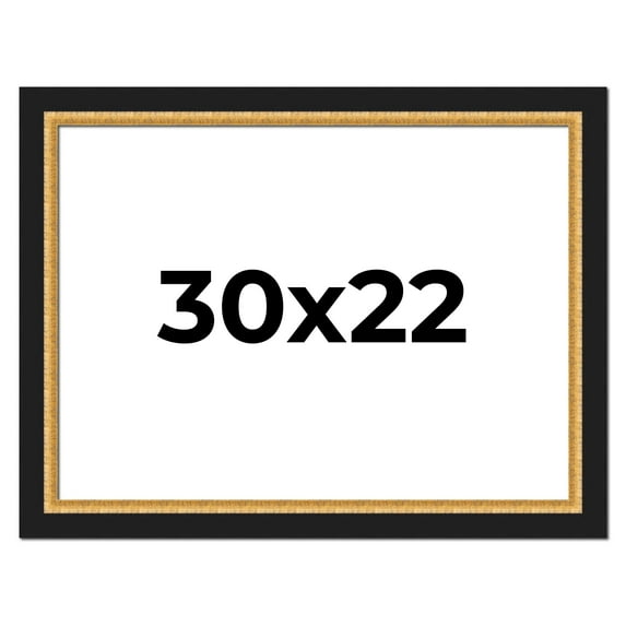 30x22 Frame Gold Real Wood Picture Frame Width 2.25 Inches | Interior Frame Depth 0.5 Inches |