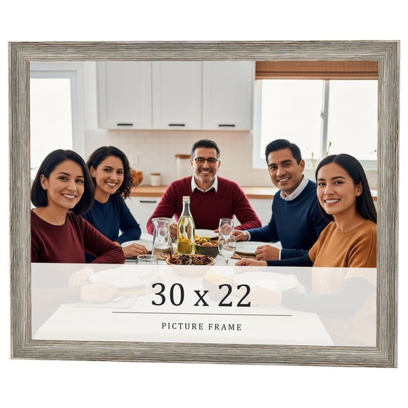 30x22 Frame Grey Solid Wood Picture Frame Width 1 Inches | Interior Frame Depth 0.5 Inches |