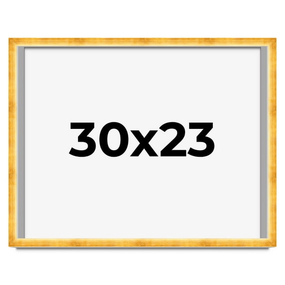 30x23 Shadow Box Frame Gold | 1.625 Inches Deep Real Wood Traditional Shadowbox Display Frame | UV