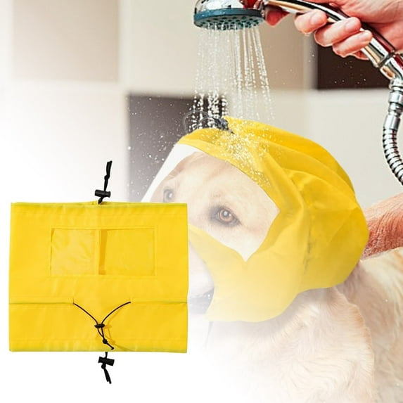 30x24.5cm Transparent Dog Shower Cap - Ear Protective Cover, Material, Adjustable Neck Seal, Prevents Water in Ears for Bath & Swimming