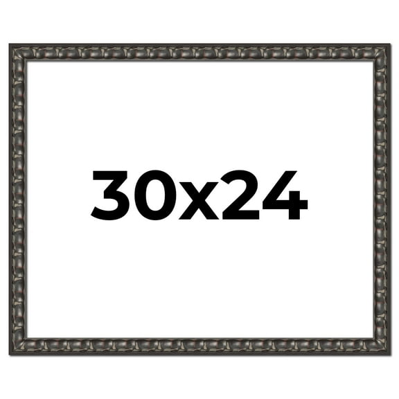 30x24 Frame Black-Brown Medieval Solid Wood Picture Frame | 1.5 Inch Moulding Width | Gotham