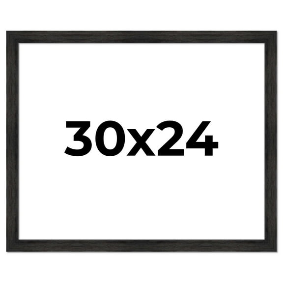 30x24 Frame Black Rustic Barnwood Solid Wood Picture Frame | 1.5 Inch Moulding Width | Includes UV