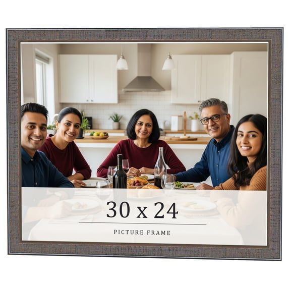 30x24 Frame Blue Kingsley Pewter Solid Wood Picture Frame Width 0.75 Inches |Interior Depth 0.5