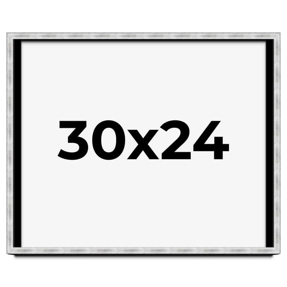 30x24 Frame Brushed Silver Solid Wood Picture Frame | 0.75 Inch Moulding Width | Rabbet Depth 0.75