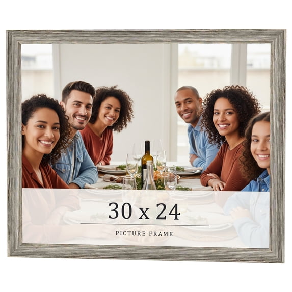 30x24 Frame Grey Solid Wood Picture Frame Width 1 Inches | Interior Frame Depth 0.5 Inches |
