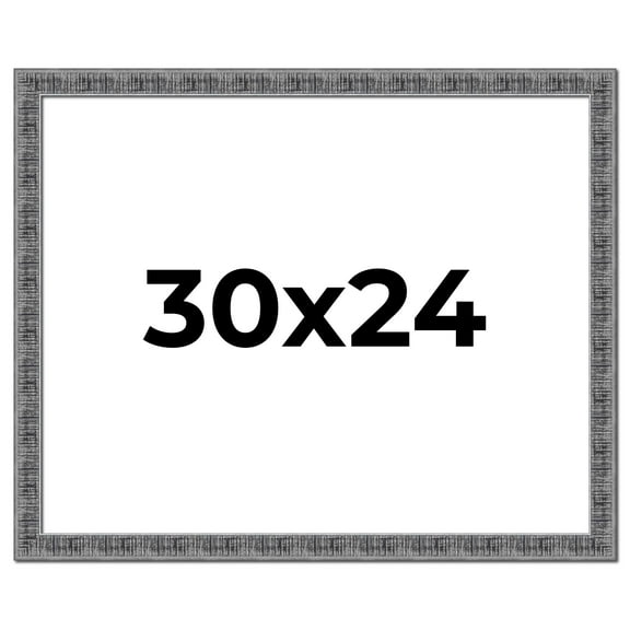 30x24 Frame Silver Black Rustic Sonoma Solid Wood Picture Frame | 1.5 Inch Moulding Width |