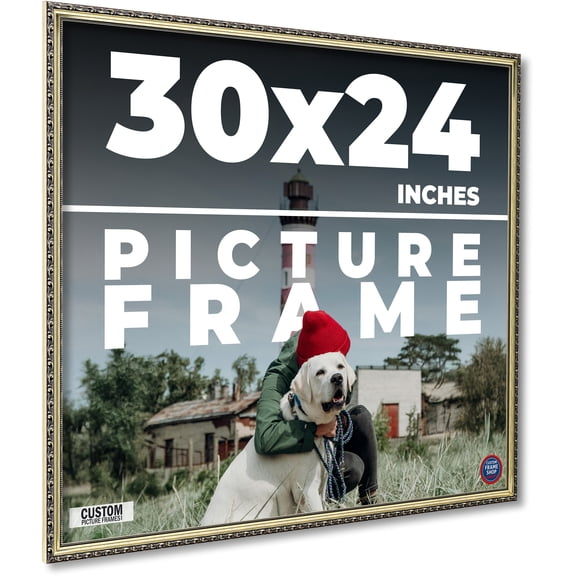 30x24 Frame Silver Solid Wood Picture Frame Width 1.125 Inches | Interior Frame Depth 0.375 Inches
