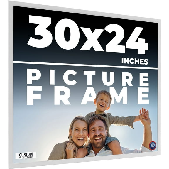 30x24 Frame White Solid Wood Picture Frame Includes UV Acrylic Shatter Guard Front, Acid Free Foam