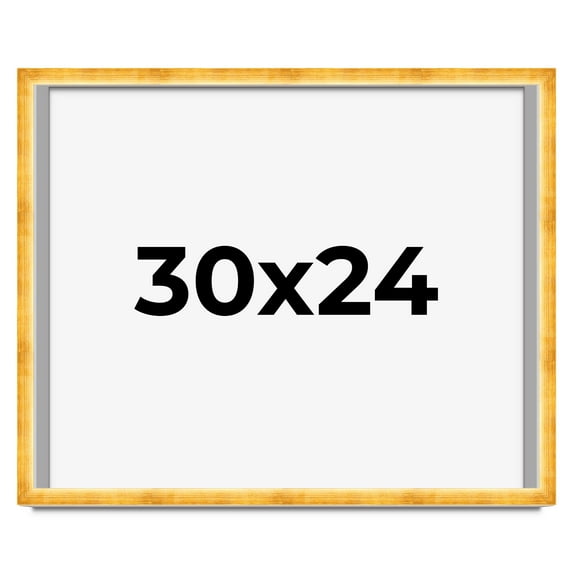 30x24 Shadow Box Frame Gold | 1.625 Inches Deep Real Wood Traditional Shadowbox Display Frame | UV