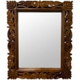 thumbnail image 1 of 30x24 Wooden Mirror Carved | Traditional Handcrafted Vintage Scroll Brown Wood Mirror | DecorShore, 1 of 7