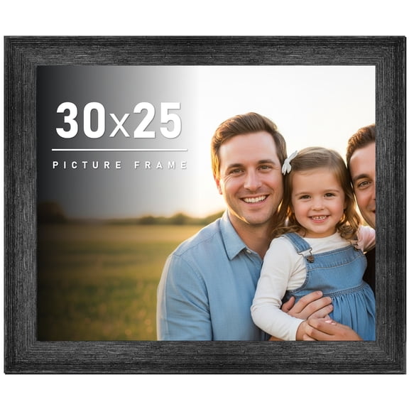 30x25 Frame Black Rustic Barnwood Solid Wood Picture Frame | 1.5 Inch Moulding Width | Includes UV