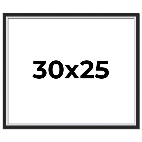 30x25 Frame Black & Silver Solid Wood Picture Frame Width 1.25 Inches | Interior Depth 0.75 Inches