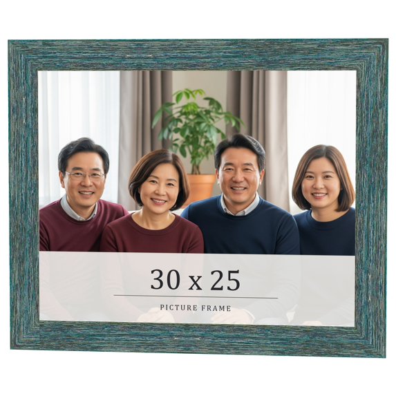 30x25 Frame Blue Rustic Barnwood Solid Wood Picture Frame Width 1.25 Inches | Interior Depth 0.5