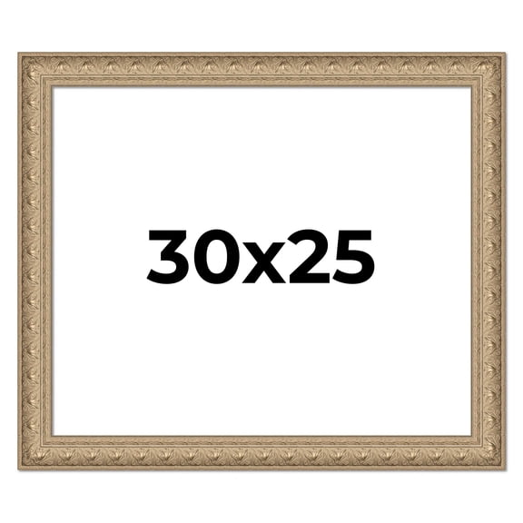 30x25 Frame Ornate Silver Beaded Solid Wood Picture Frame Width 2.5 Inches | Interior Depth 1